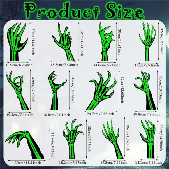 12 Pack Halloween Yard Signs with Stakes Glow in The Dark Plastic Skeleton - Picture 5 of 7